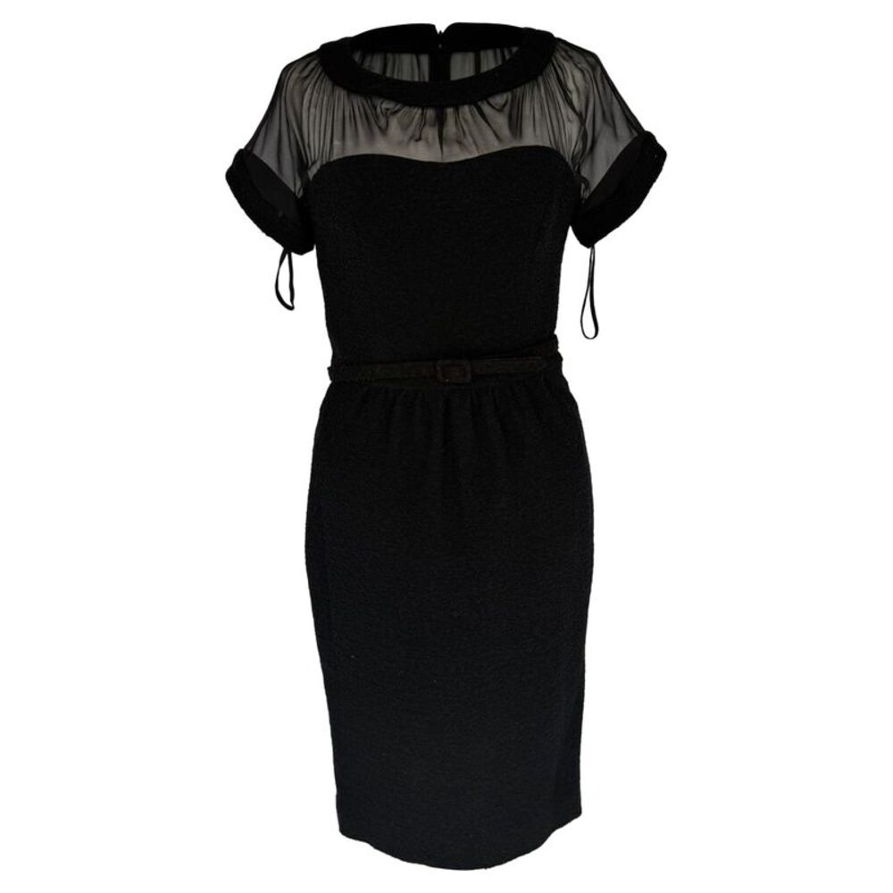 Oscar De La Renta Midi Dress in Black Wool